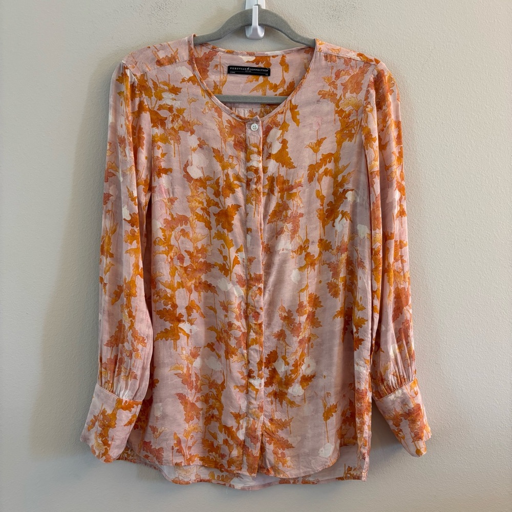 Peruvian Connection Floral Button-Up Blouse XS